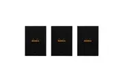 3x Rhodia No.18 Top Stapled A4 Notepad Office Stationery Note Pad Plain Black