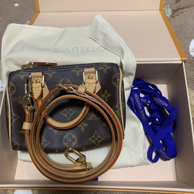 Louis Vuitton Nano Speedy M81085 Monogram Canvas Mini Bag with Strap Brand New
