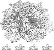 uxcell Metal Year Number Charm, Silver 2026 Year Charm Graduation Tassel for DIY Jewelry Making, Necklace Bracelets, Keychain, Pack of 80