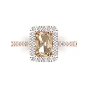 1.8 Emerald Yellow Moissanite Promise Bridal Wedding Designer Ring 14k Rose Gold
