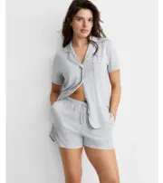 State of Day Women's 2-Pc. Plus Short-Sleeve Notched-Collar Pajama Set 2X 6636