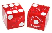 The Linq Las Vegas Casino Craps 19mm Dice Pair Red Polished Mixed Serial #s