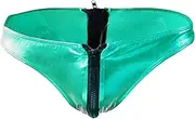 [Generic] Men'S Leather Sexy Open Front Underwear Zipper G-String Thongs Pouch Underpants Low Rise G-String Athletic Jockstrap