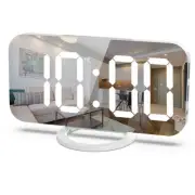Digital Alarm Clock Mirror LED Display Snooze Function Dim Mode Wall Bedroom