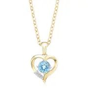 Zamel's 9ct Yellow Gold Diamond Set & Blue Topaz Pendant Jewellery