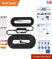 Wired Dash Cam Power Solution: 3-Lead ACC Hardwire Kit with Fuse - 12ft Length