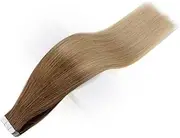 Hair Extension Tape in Human Hair Extensions Balayage Blonde Color Omber Human Hair Skin Weft Glue on Seamless Machine remy by HUANGYUZHENZHI (Color : 10 14, Items per Package : 20 pcs)