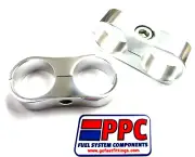 ALUMINUM BILLET DUAL HOSE SEPARATOR Show Polished Silver Anodized 1/2" i.d.2 PK