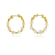 Culturesse Mira Sterling Silver Pearls 18K Gold Plating Earring For Pierced Ears
