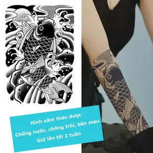 Hy-007 鯉魚紋身手臂,臨時紋身貼紙 15 天防水