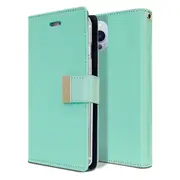 Goospery Apple iPhone 13 Pro Max Rich Diary Wallet Flip Case Leather Card Slots Magnetic Cover(Aqua) IP13PM-RIC-MNT