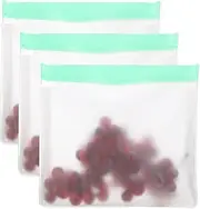 uxcell 11"x2"x7.9" Reusable Freezer Bag, 3 Pcs Leakproof Zip Food Storage Stand Up Bags Fridge Snack Vegetable Fruit Ice Container for Long-Lasting Freshness, Green
