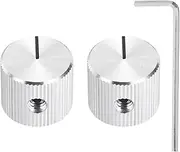 sourcing map 2 Pcs Aluminium Potentiometer Knobs, 1/4"(6mm) IDx5/8"(15mm) ODx1/2"(12.5mm) Height Universal Volume Tone Control Knobs for Guitar, Bass, Straight Line Indicator, Silver