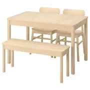 RÖNNINGE / RÖNNINGE table with 2 chairs and bench, birch/birch, 118/173 cm
