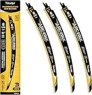 TOLESA 15in. Japanese Teeth Reciprocating Saw Blade, Arc Edge Wood Pruning Saw Blades 6TPI for Tree Trimming, Wood Cutting, Durable & Sharp, 3 Pieces