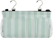 Amooorous Bedside Storage Caddy Hanging Bag For Baby Bed for Home, College, Dorm, Bunk/Hospital Bed, Crib Bed Rails Green Vertical Stripes
