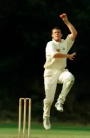 Ashley Giles bowling for England A against the Australian Cri- Old Cricket Photo