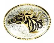 Crumrine Western Belt Buckle Horsehead Mane Silver C10803
