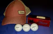 Womens Titleist Hat with 3 Titleist Golf Balls.