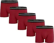 [Generic] Trunks Support Ball Bulge Enhancing Underwear Soft Breathable Pouch Boxer Briefs Moisture Wicking Boxer Briefs For Men, Gules-pc5, Large