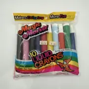 Vintage New Sealed Magic Marker Liquid Crayons Jumbo Set of 10 Made in USA NOS