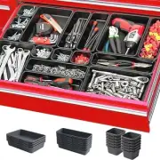 50 Packs Tool Box Organizer Tray Divider Set, Desk Drawer Dark Grey 50Pcs