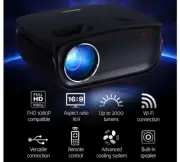 Mini Video Projector Wifi USB HDMI Portable 2000 Lumens HD 1080P Home in Black