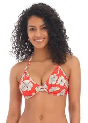 FREYA HIBISCUS BEACH SUNSET UNDERWIRE HALTER BIKINI TOP & TIE BRIEF SET 30F / 8F