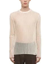 Helmut Lang Sheer Striped Relaxed Fit Long Sleeve Tee