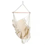 Gardeon Hanging Hammock Chair Outdoor Swing Hammocks Tassel Cream