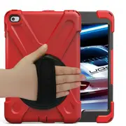 StylePro Shockproof iPad Case With Rotating Stand And Hand-strap for iPad 7th, 8th, 9th Generation 10.2", Red.