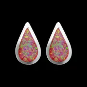 925 Sterling Silver Teardrop Earrings, Pink Opal Earrings, Rain Drop...
