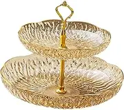 Pitycbo Food Storage Organizer with Cake Stand for Celebratory Events, Gold, 2 Tier