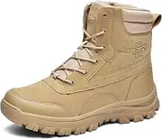 [ZHENSI] Combat Boots Mens Hiking Outdoor Boots with Side Zip Lightweight Non-Slip for Camping Trekking Desert