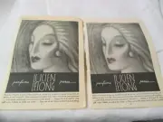 Antique 1920's 2 Advertisements Lucien LeLong Paris Perfume