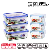 在飛比找PChome24h購物優惠-【CookPower 鍋寶】耐熱玻璃微波保鮮便捷6件組