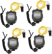 4 Sets Stopwatch Whistle Emergency Alarm Digital Watch for Men Scorebook Black Wristwatch Watch Running Light Sport Lanyard Referee Step Counter Watch Football Pour Stainless Steel