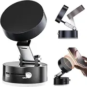 Vacuum Magnetic Suction Phones Holder, Magnetic Suction Phone Mount, Foldable and Retractable Double-Sided Magnetic Phone Holder, for Car/Gym/Mirror/Smooth Surface (Black)