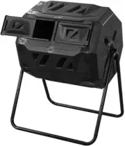 160L Tumbling Garden Compost Bin Heavy Duty with Easy Turn, Dual Chamber and Int