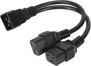 Dual IEC320 C19 to C20 Cord, IEC320 C19 to C20 Extension Cable Female to Male Universal Y Splitter Power Cable for Desk Lamp LCD Monitor 12.6in