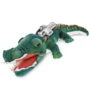 DolliBu Green Alligator Stuffed Animal with Silver Cross Plush Toy - 18 Inches