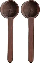 Walnut Coffee Bean Measuring Spoon Food Grade Salt Spoon Sturdy Wooden Spoon for Kitchen Coffee Tea Sugar Measuring 2Pcs Set 168x47x24mm