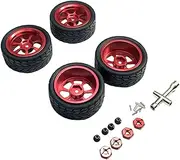 CoudarTitie RC Wheels and Tires, 12mm Hex Hub, Upgrade Part, Replacement M3 Wheel Nut, RC Tires for 144001 1/14 1:10 1/12 144010, Red