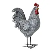 Resin 32cm Rooster Ornament Figurine Sculpture Home/Office Room Decor Light Grey