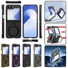 For Samsung Galaxy Z Flip6/Flip5/4/3 Ring Stand Carbon Fiber Texture Rugged Case