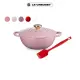 【Le Creuset】典藏琺瑯鑄鐵鍋媽咪鍋24cm+矽膠中鏟(薔薇/錦葵紫/蛋白霜/櫻桃紅/棉花白)