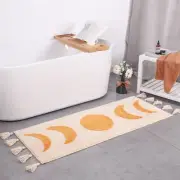 Half Moon Bohemian Area Rugs, Moon Phases Bath Mat with Tassels for Bathroom,...