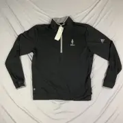 THE CLINT Adidas Mens Medium Quarter Zip Pullover Jacket Black Golf Aeroready