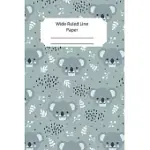 CUTE BABY KOALA THEME WIDE RULED LINE PAPER