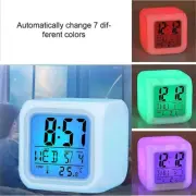 Changing Digital LED Alarm Clock Bedroom Calendar Night Light Electronic Clock